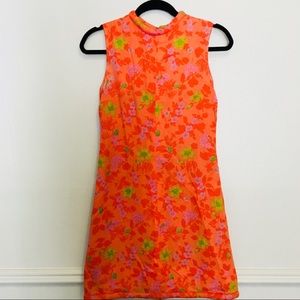 Vintage 60s orange floral mod shift dress 🍊